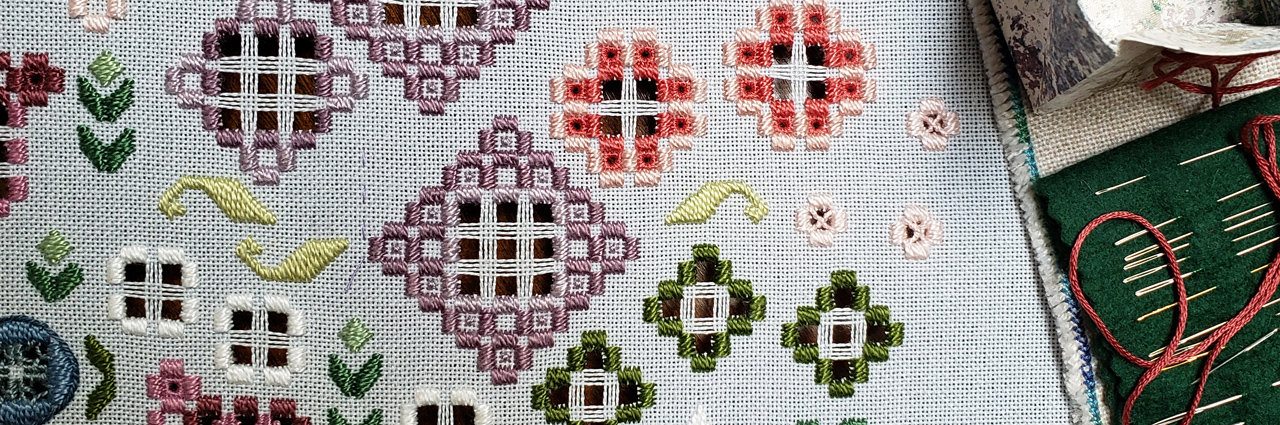 photo of Hardanger embroidery in progress