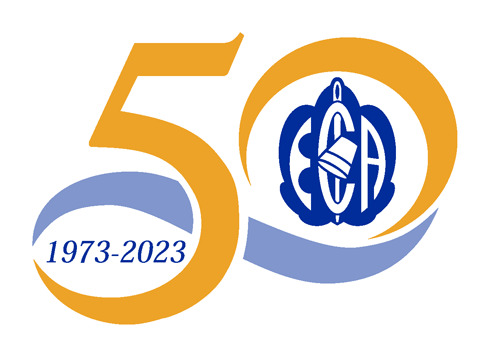 A large logo to celebrate the 50th anniversary of the EAC/ACB.
