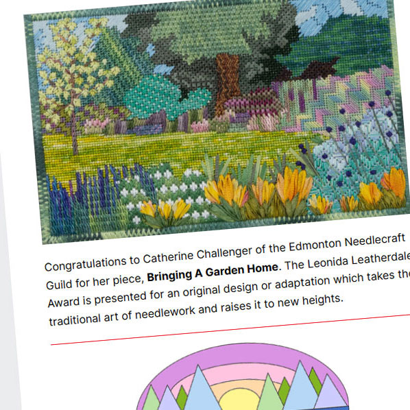 Screenshot of a section of the ethreads e-newsletter with an image of an embroidered scene.