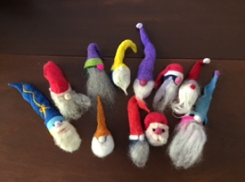 Needle-felted Gnomes with Tulip Tree